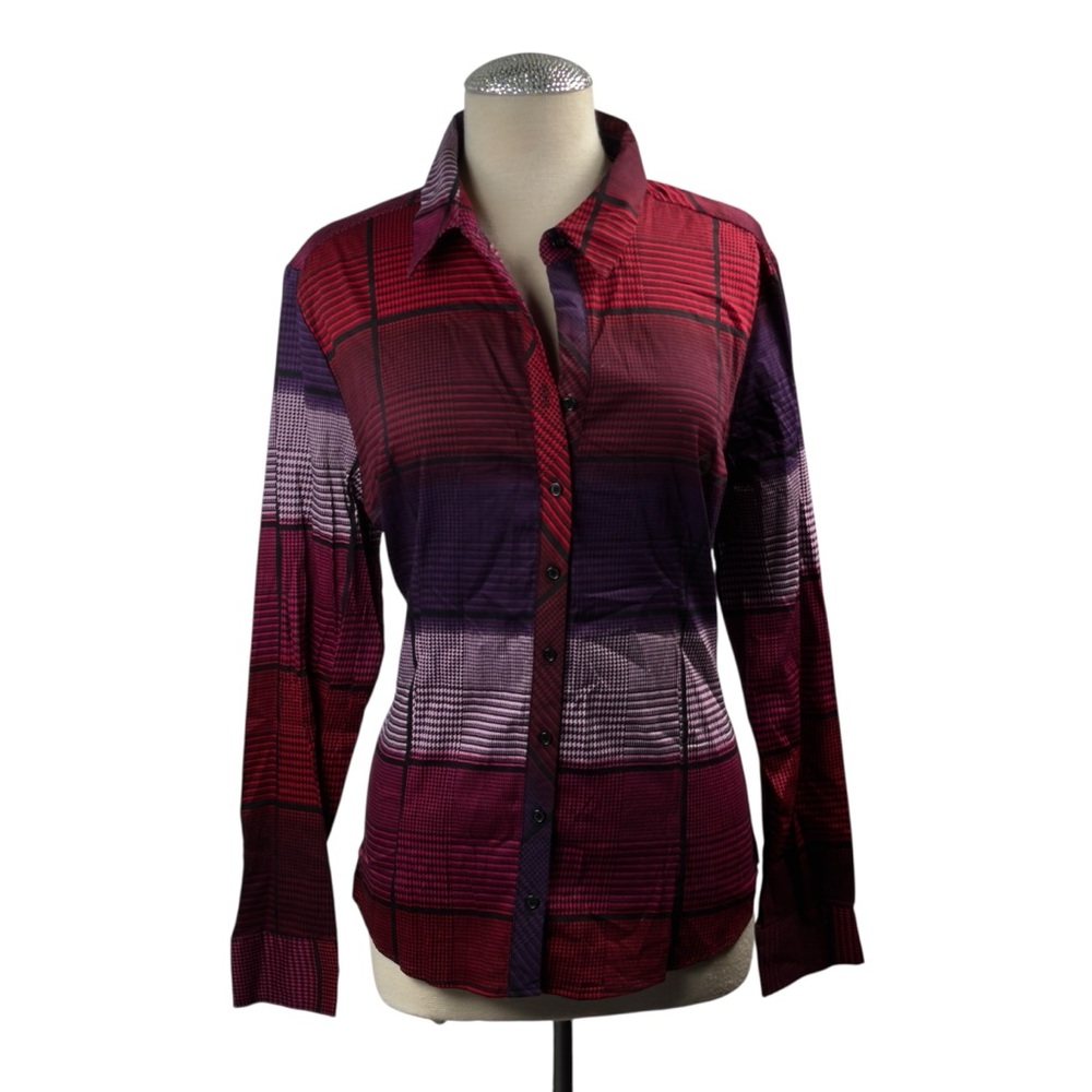 NWT New York & Company Red‎ Long Sleeve Button Down Shirt